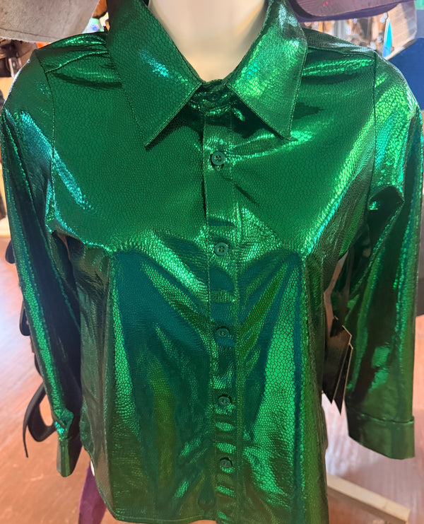 *YOUTH* Emerald Green Foil Pullover Button