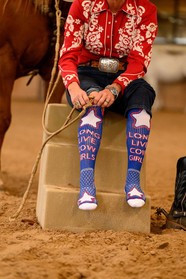 Long Live Cowgirls Red/Blue Performance Boot Socks
