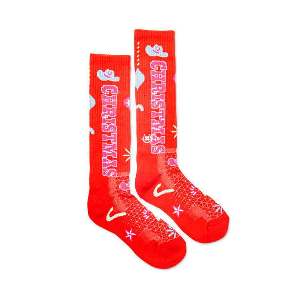 Cowgirl Christmas Red Holiday Performance Boot Socks
