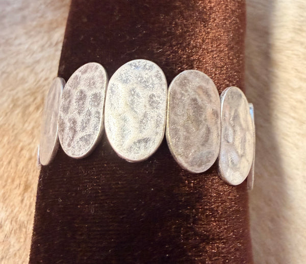 Chrome Hammered Silver Bracelet