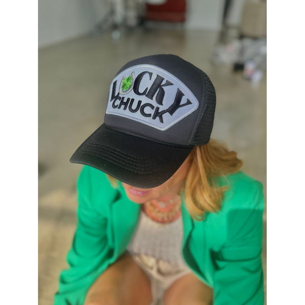 Lucky Chuck Black Full Front  Patch Hat