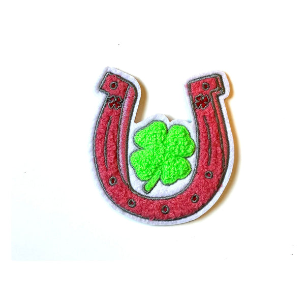 Hot Pink Lucky Horseshoe Iron-on Patch