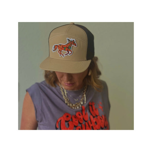 Lucky Mustang Tan Patch Hat