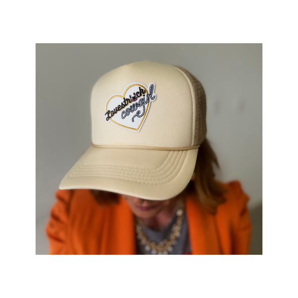 Lovestruck Heart Cowgirl Tan Patch Trucker Hat