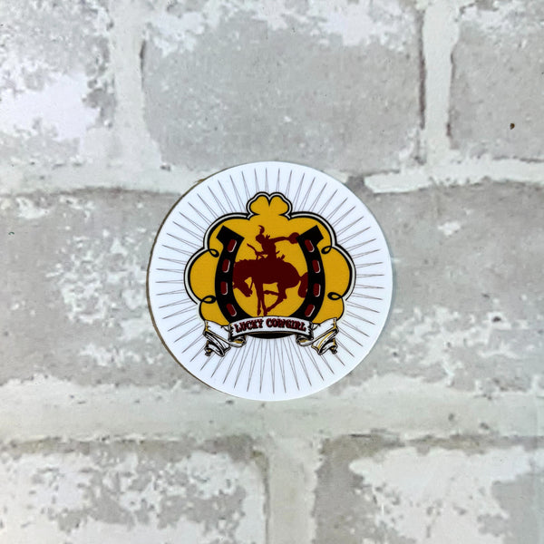 Lucky Bucking Cowgirl Round Sticker