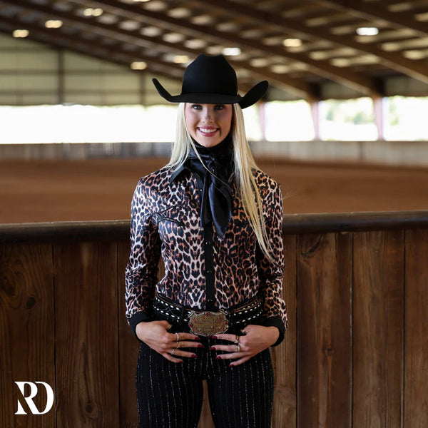 BLACK LEOPARD PERFORMANCE RODEO SHIRT