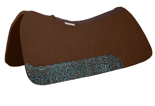 5 Star 30x30 7/8 Chocolate Saddle Pad with Turquoise Cowboy tool Flex Fit