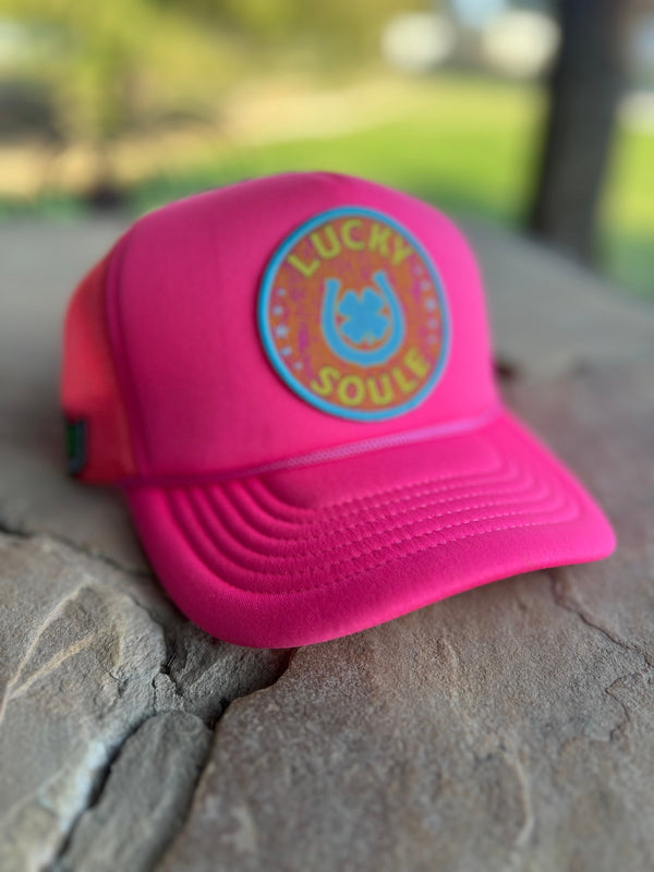 Pink Foam Lucky Soule Patch Trucker Hat