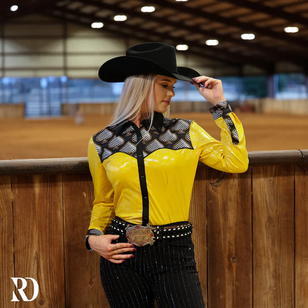 GOLD SPADE SPARKLE PERFORMANCE RODEO SHIRT
