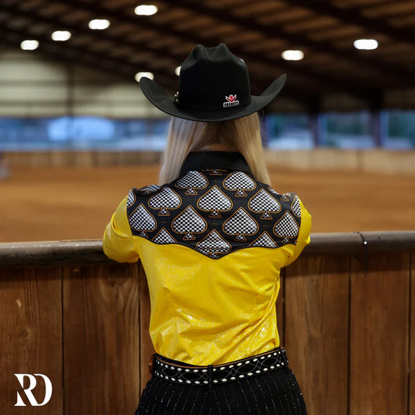 GOLD SPADE SPARKLE PERFORMANCE RODEO SHIRT