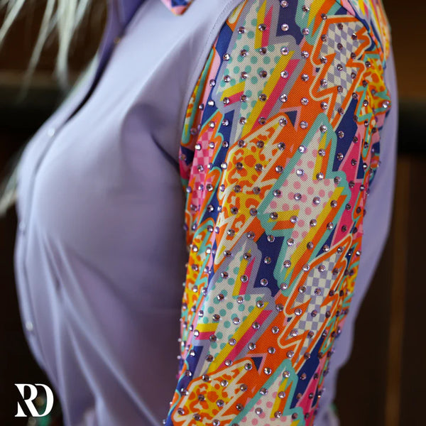 ELECTRIC COWGIRL MESH SLEEVE PERFORMANCE RODEO SHIRT