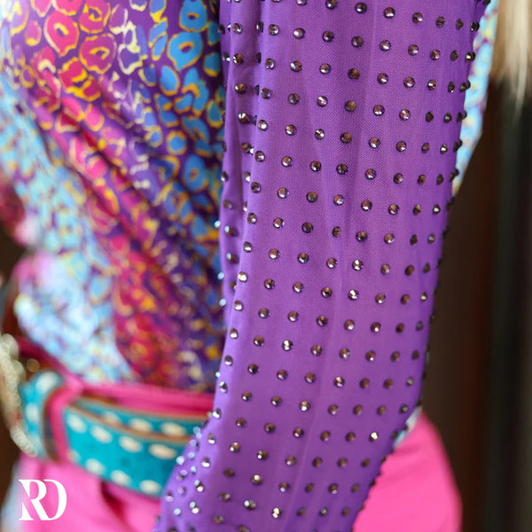 COSMIC CHEETAH MESH SLEEVE PERFORMANCE RODEO SHIRT