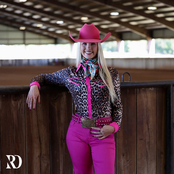 PINK LEOPARD PERFORMANCE RODEO SHIRT