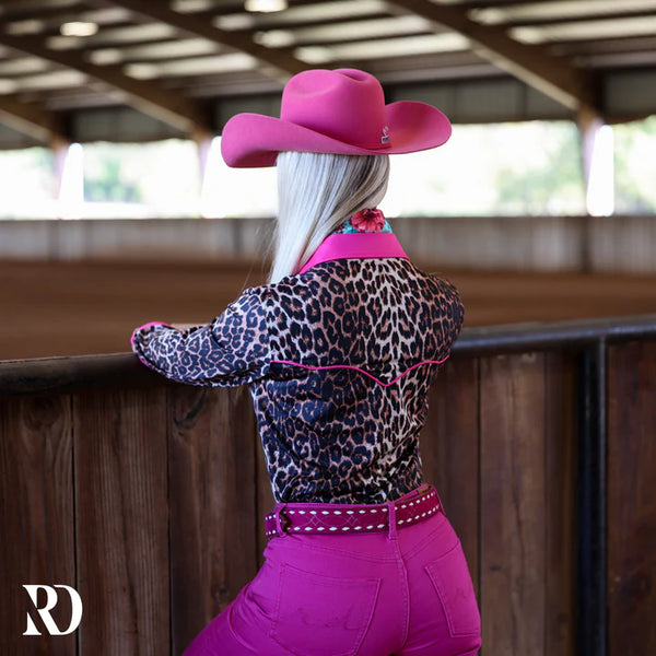 PINK LEOPARD PERFORMANCE RODEO SHIRT