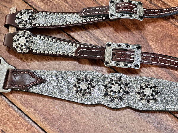 Silver Chunky Glitter with Round Conchos