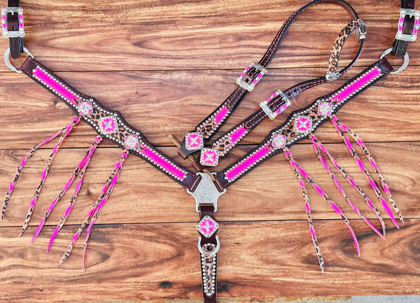 Stunning Bright Pink w/Cheetah & Fringe