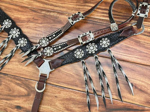 Black Cheetah w/Silver Dazzle Twisted Fringe
