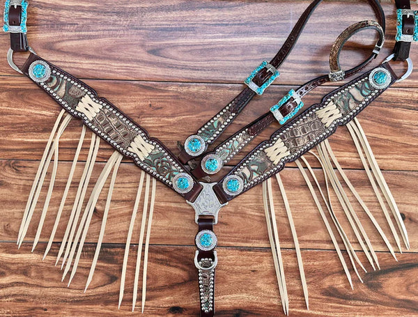 Gator w/Cross Stitch & Natural Turquoise Accents