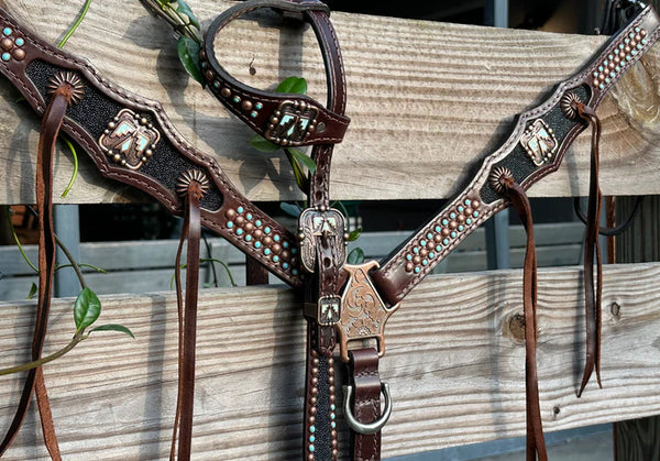 Black Stingray with Turquoise Thunderbird Accents