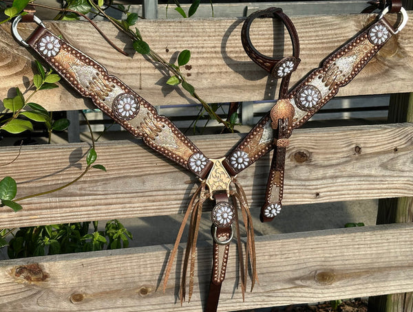 Silver Dazzle with Brown Cross Stitch and a Little Bit of Fringe