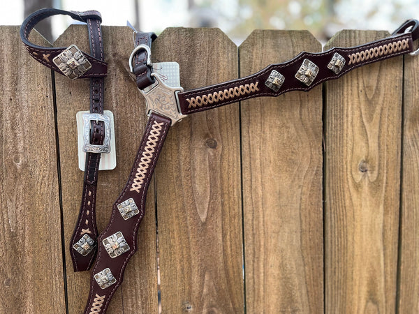 3 Point w/Imported Conchos X Stitch Gold