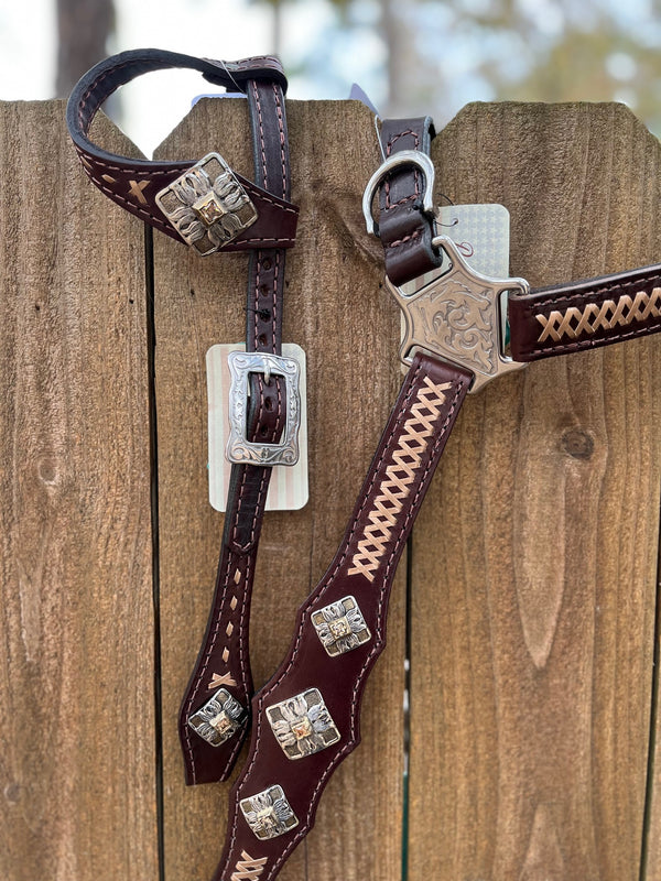 3 Point w/Imported Conchos X Stitch Gold