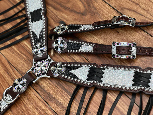 Rockn' Wilson's Ice Over Black Chunky Glitter & Cross Stitch Fringe