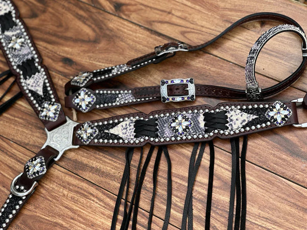 Rockn' Wilson's Python w/ Black Chunky Glitter & Cross Stitch Fringe