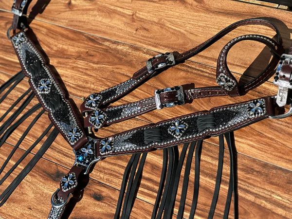 Rockn' Wilson's Silver Mystic w/ Black Chunky Glitter & Cross Stitch Fringe