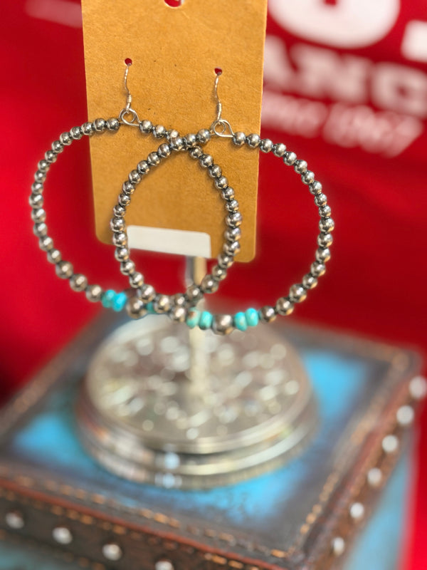 SS Hoops Turquoise Earrings