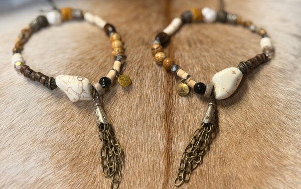 DM ASST EARTHONE MINI BEADS and ROCK BRACELET w/ MINI LINK TASSEL