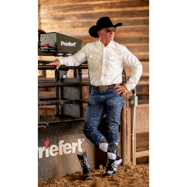 Lucky Argyle Blk/White Performance Boot Socks