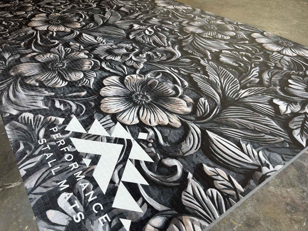 Portable Stall Mat Leather Tooled Design 5x10