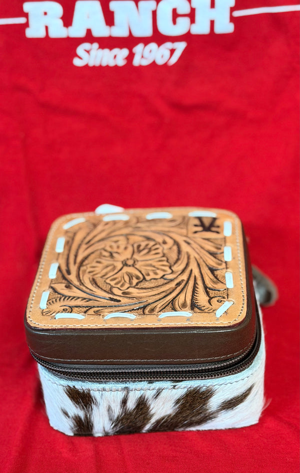 Mini Travel Jewelry Case - Tooled Leather