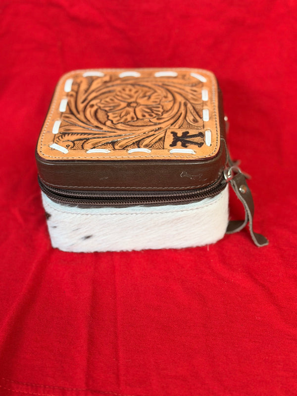 Mini Travel Jewelry Case - Tooled Leather