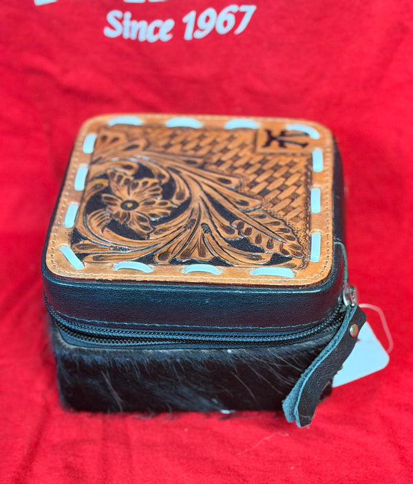 Mini Travel Jewelry Case - Tooled Leather