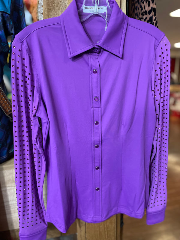 Ranch Dress'n  *YOUTH* PURPLE MESH SLEEVE PERFORMANCE RODEO SHIRT