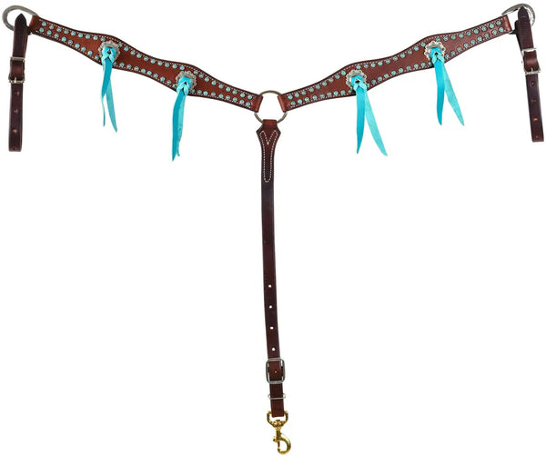 Scalloped Breast Collar with Turquoise Blood Knots