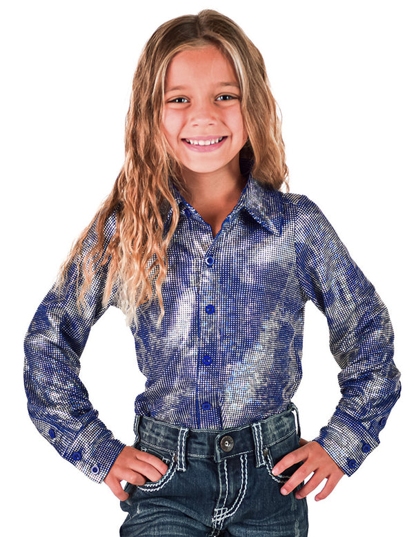 YOUTH Royal Blue & Silver Iridescent Stretch Lightweight Pullover