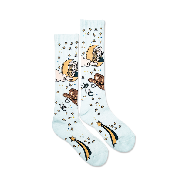 Cosmic Cowgirl Light Blue Performance Boot Socks