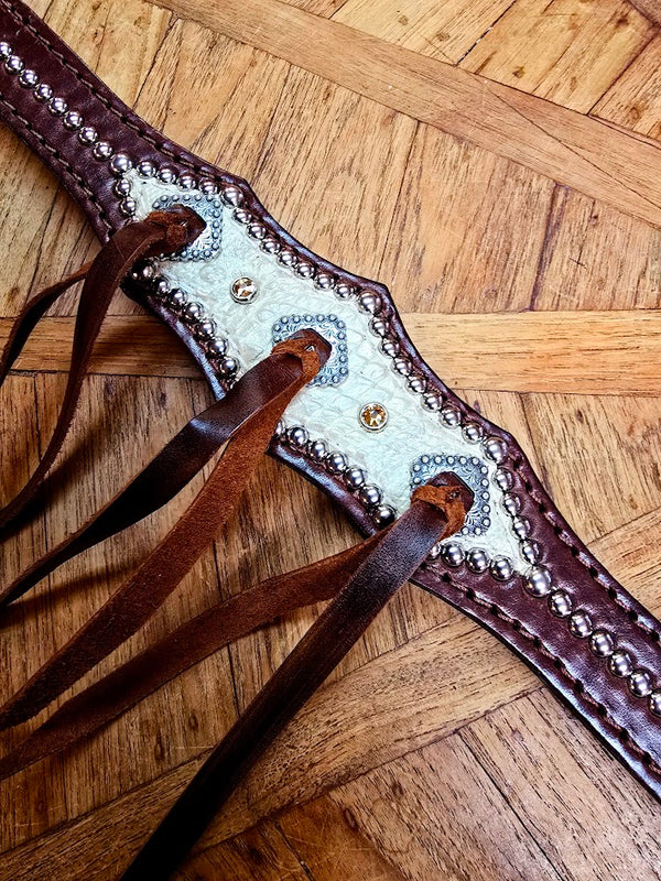 Rockin Wilson Cream Python w Silver BB's One Eared Tack Set