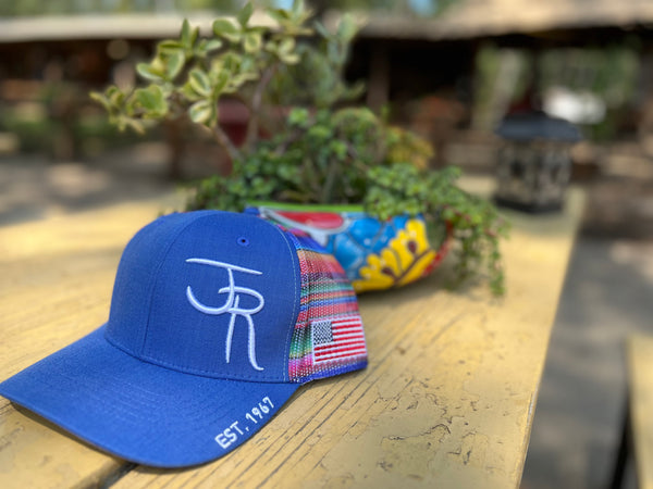 Cap, JR Logo, Lt Blue with Aztec Mesh