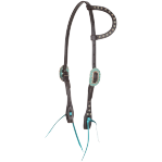 Scalloped One Eared Headstall with Turquoise Blood Knots