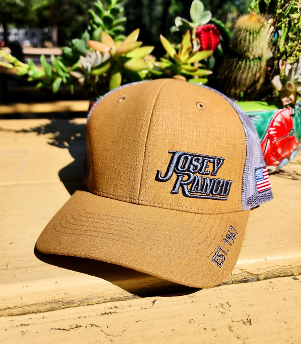 Josey Ranch Custom Cap Structured Mustard Herringbone w/ Silver Mesh