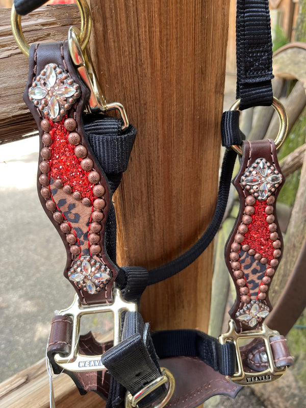 Chunky Red Glitter with Cheetah Halter