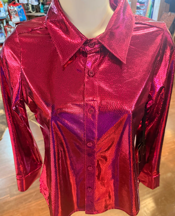 *YOUTH* Hot Pink Foil Pullover Button