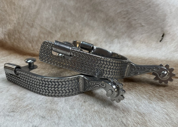 Jerry Beagley Men's Silver Braid Spur- 10pt Rowel