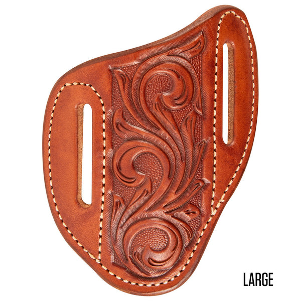 Martin Angled Knife Scabbard- Chestnut w/ Floral Tooling