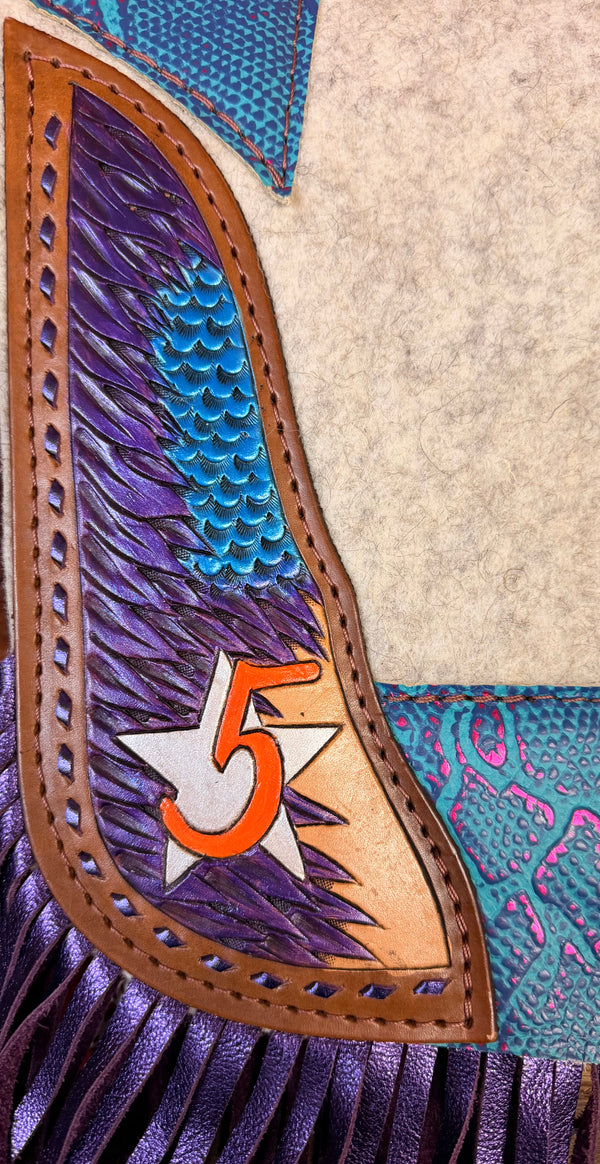 5 Star 30x28 3/4" "Barrel Racer" Natural Contoured Dragon Riders- Purple