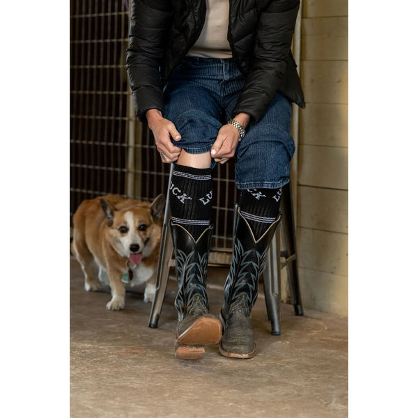 Retro Lucky Chuck Black/White Performance Boot Socks